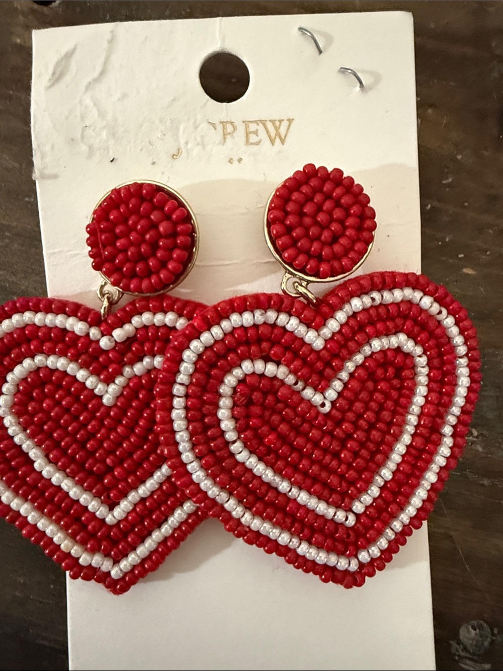 J. Crew Red Heart Drop Earrings